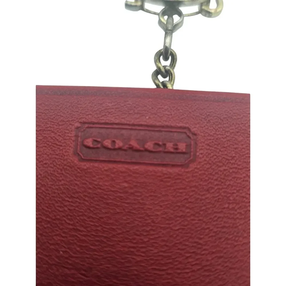 Vintage Coach Leather Squeeze Key Coin Purse Red Key Pouch - Picture 4 of 12